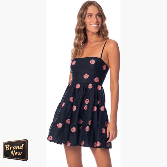 Linen Mini Dress with Adjustable Straps and Smocked Back